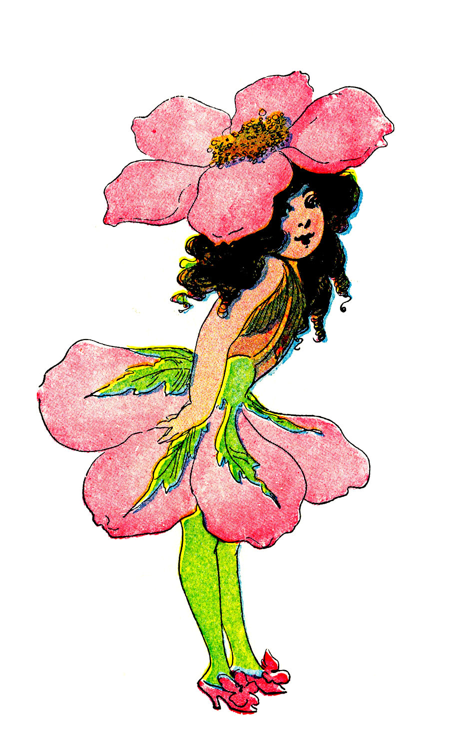 Vintage Clip Art - 3 Flower Fairies - The Graphics Fairy