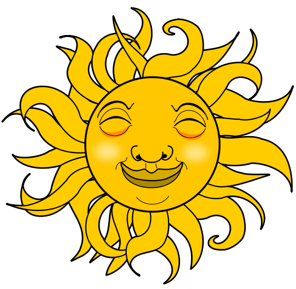 Smiling Sun small clipart 300pixel size, free design - ClipartsFree