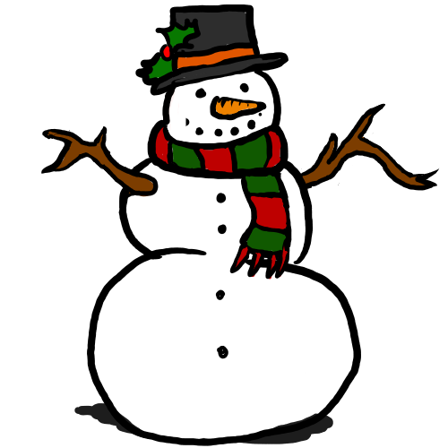 Free Cute Snowman with Red & Green Scarf Clip Art