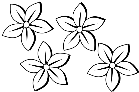 four Flowers Flora 80 Black White Line Art Tattoo Tatoo Flowers ...