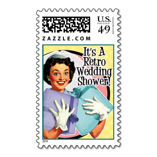 Retro Housewife Bridal Shower Custom Postage and Retro Housewife ...