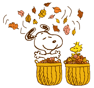 Snoopy & Woodstock Autumn Leaves Cartoon Clipart Image Picture
