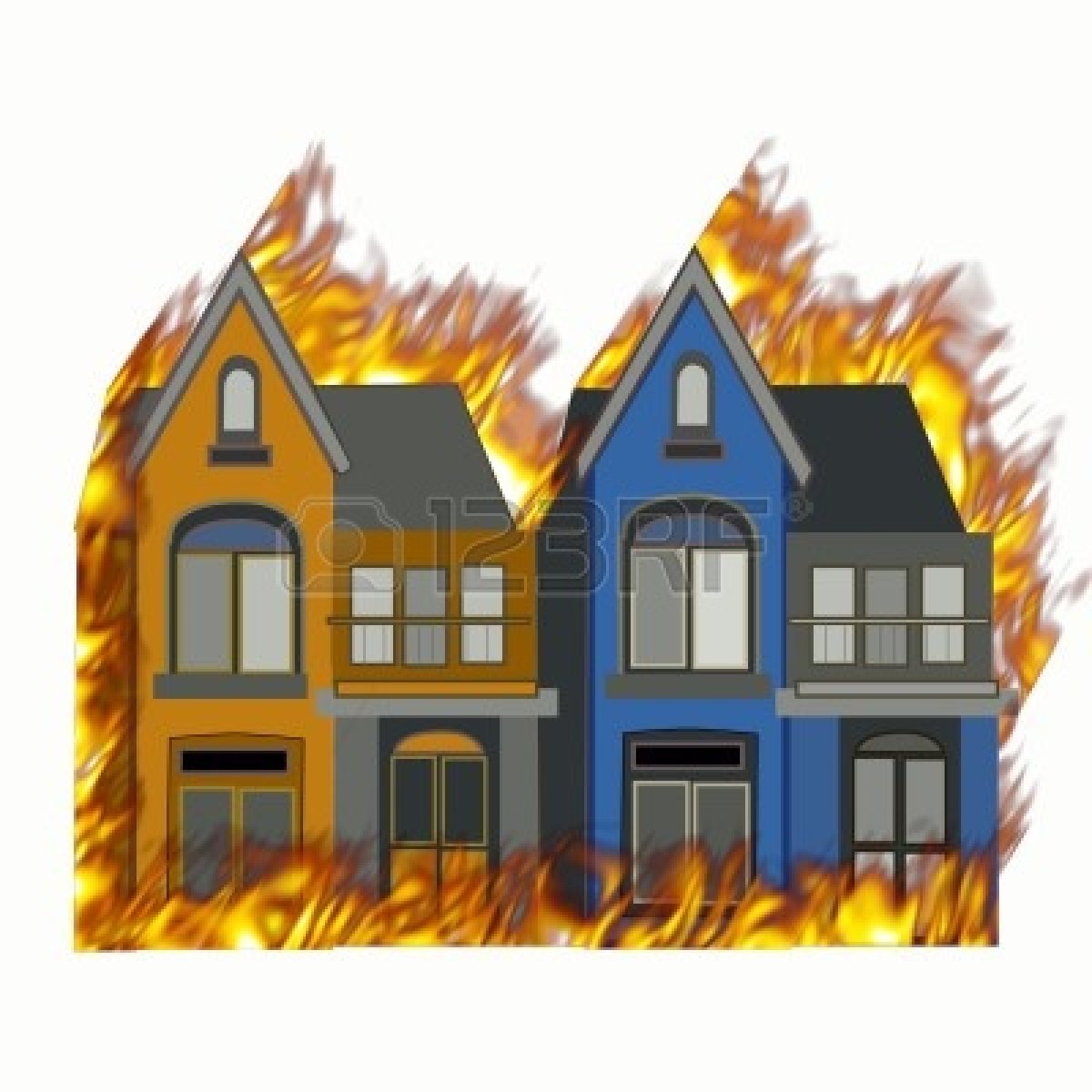 Burning house cartoon
