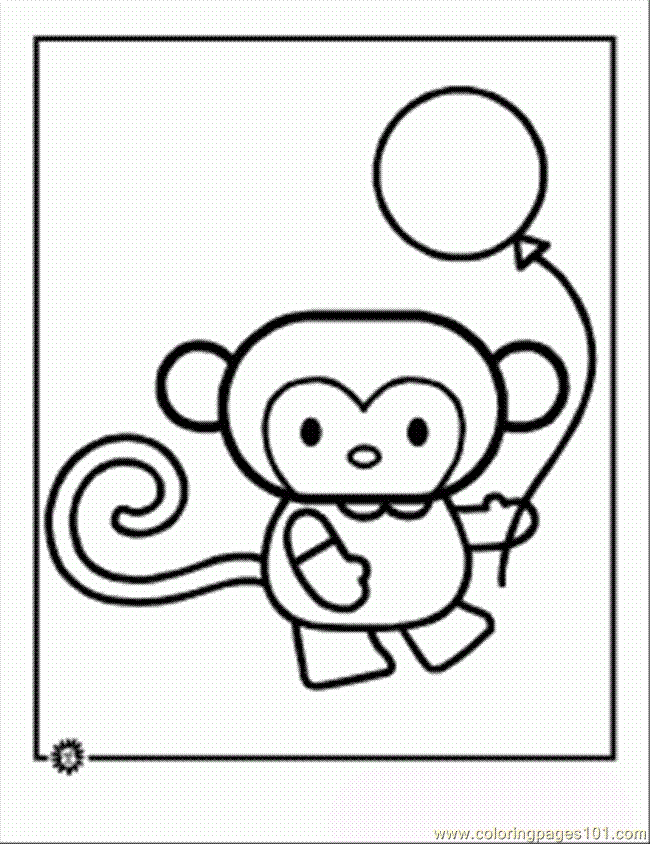 Coloring Pages Cartoon Animal Monkey (Mammals > Monkey) - free ...