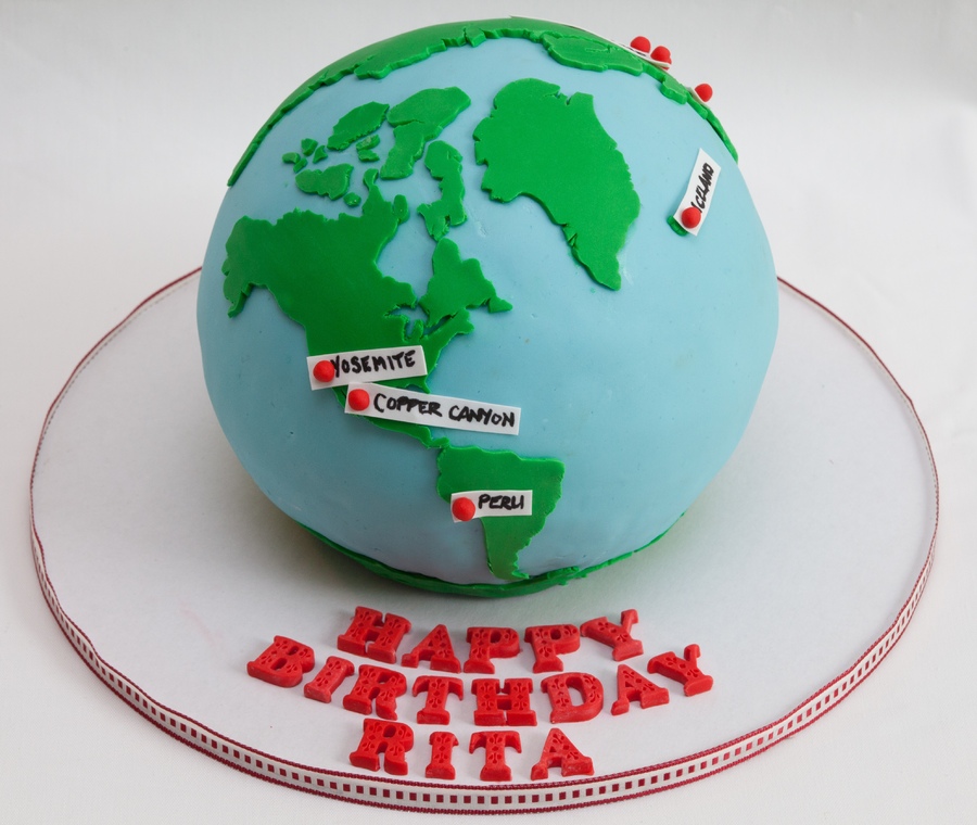 Hiking the World Globe Cake — Birthday Cakes