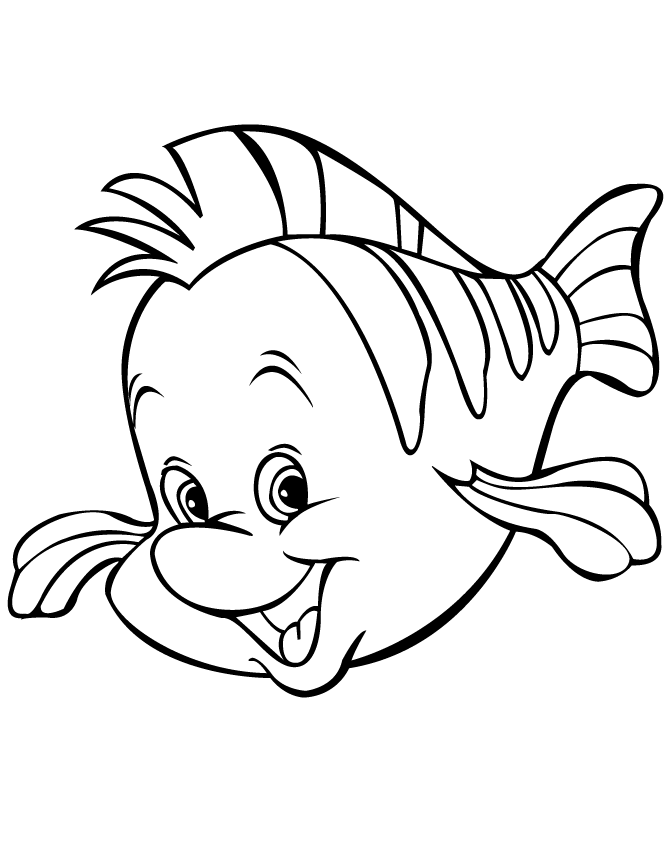Cute Cartoon Flounder Fish Coloring Page | Free Printable Coloring ...