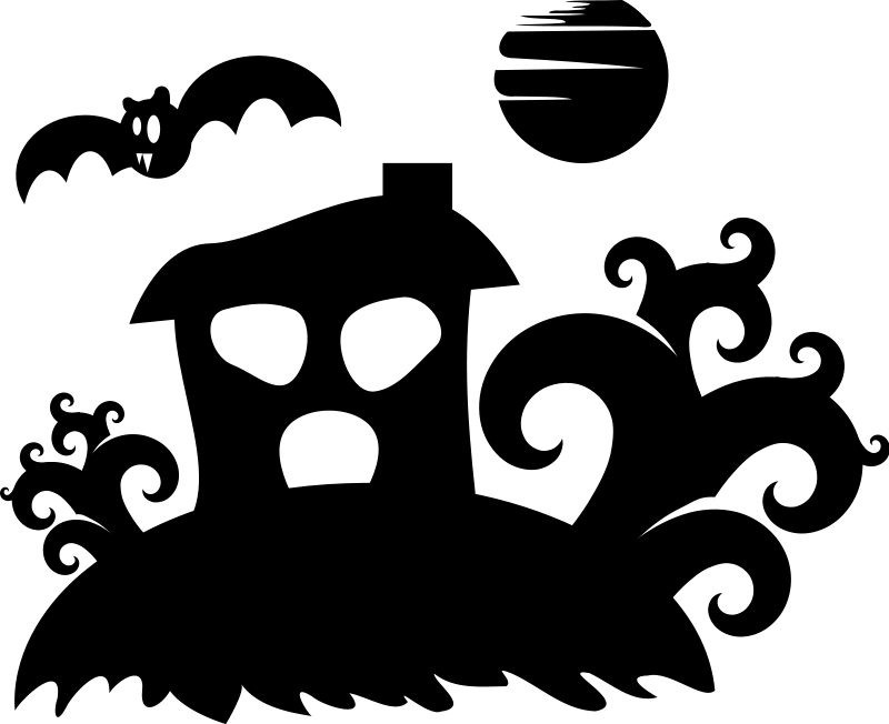 Halloween - spooky house silhouette Free Vector / 4Vector
