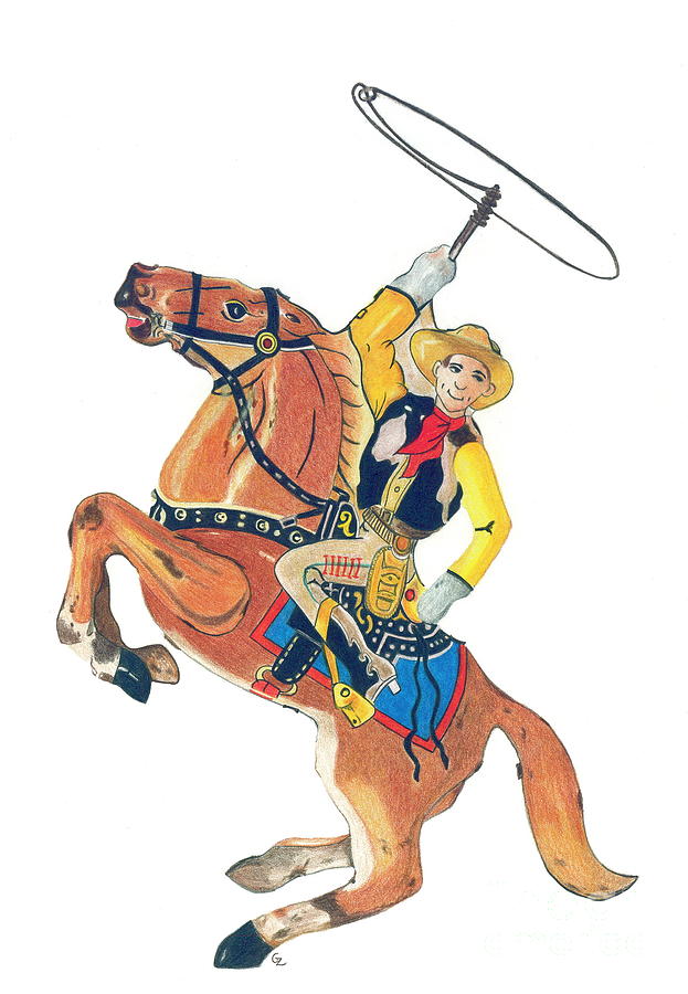 Cowboy With Lasso by Glenda Zuckerman - Cowboy With Lasso Drawing ...
