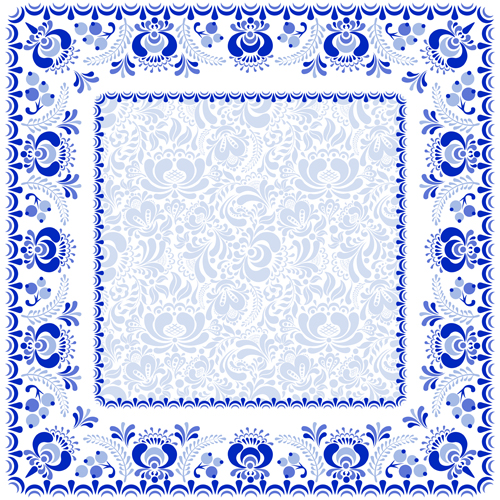 Chinese style blue and white frame vector - Vector Frames ...