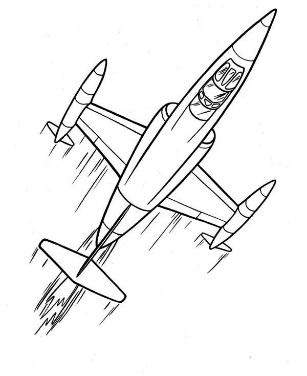 cartoon futuristic jet plane coloring page - Download & Print ...