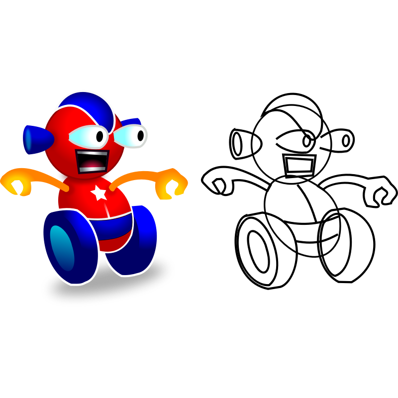Clipart - Funny Wheeled Robot - game character - superb quality