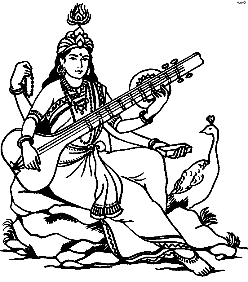 Goddess Saraswati Coloring Book Pages