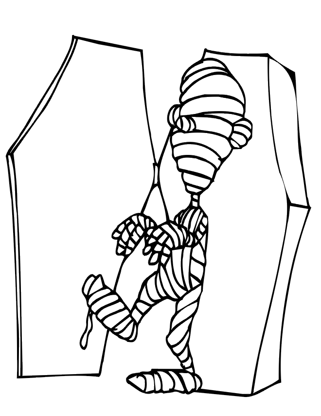 Mummy Coloring Page | Mummy Coming From Coffin