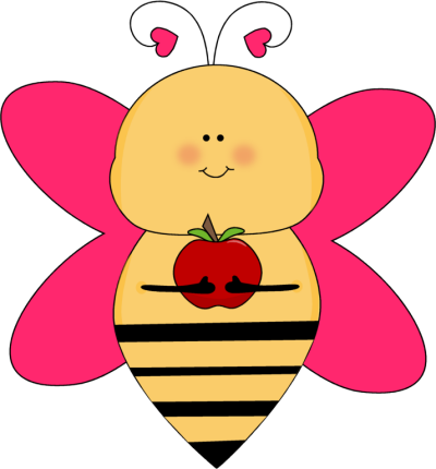 Heart Bee with an Apple Clip Art - Heart Bee with an Apple Image