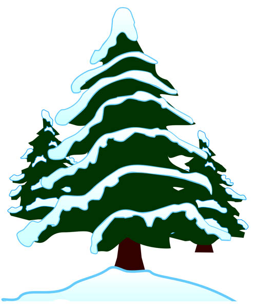 Evergreen Trees in Snow - Free Clip Art