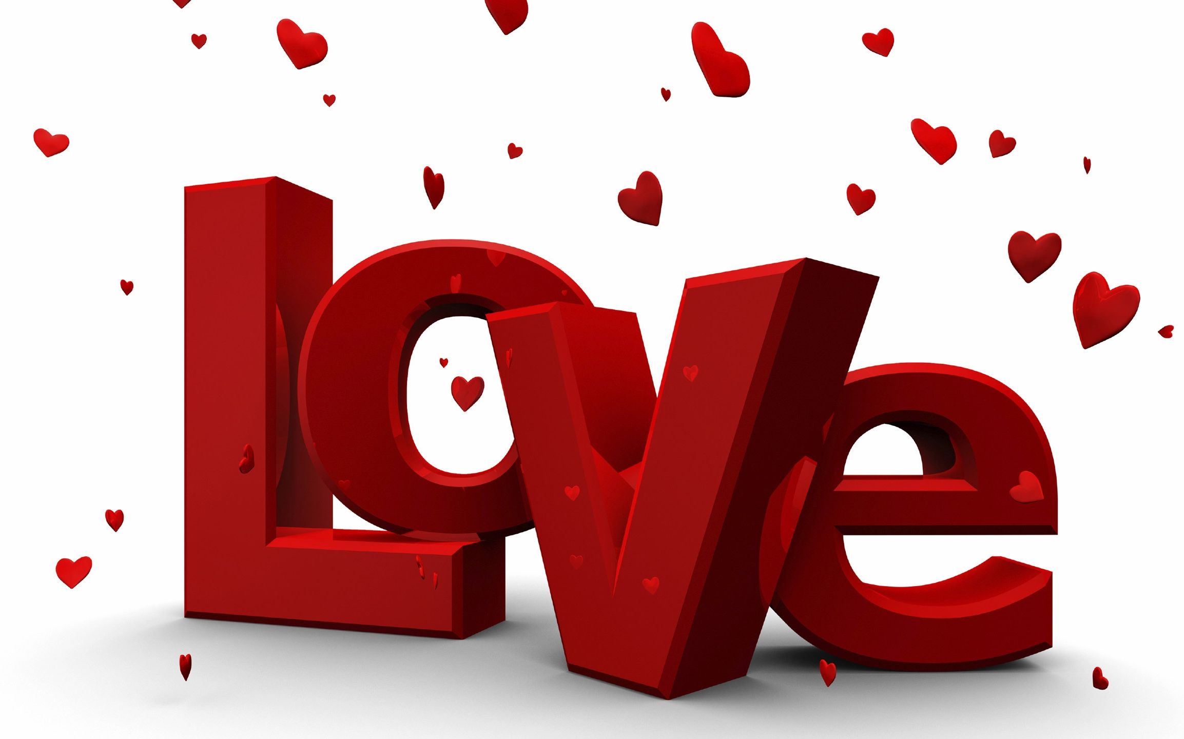 Love in 3D with Small Hearts Wallpaper and Stock Photo