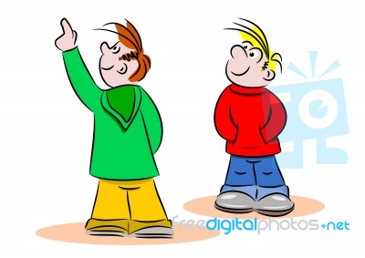 Young Cartoon Friends Stock Image - Royalty Free Image ID 100180925
