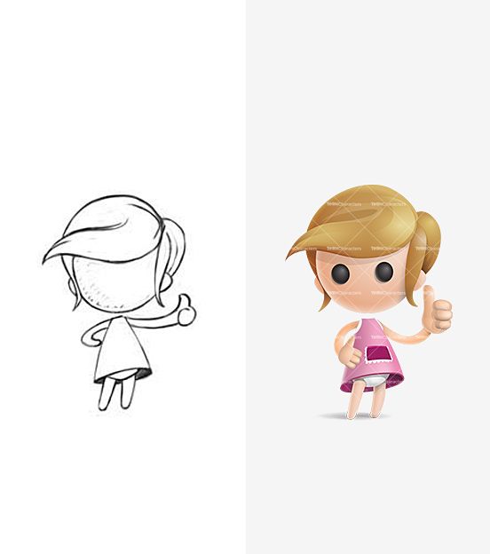 3D Little Girl Cartoon Character