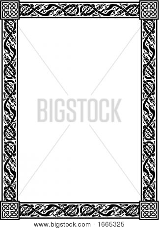 Rectangular Celtic Ornamental Frame Entwined Dogs Image - cg1p665325c