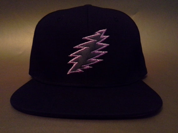 Grateful Dead Lightning Bolt Applique Snapback Hat by GSDunique