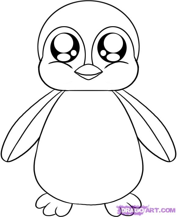 How to Draw a Baby Penguin, Step by Step, anime animals, Anime ...
