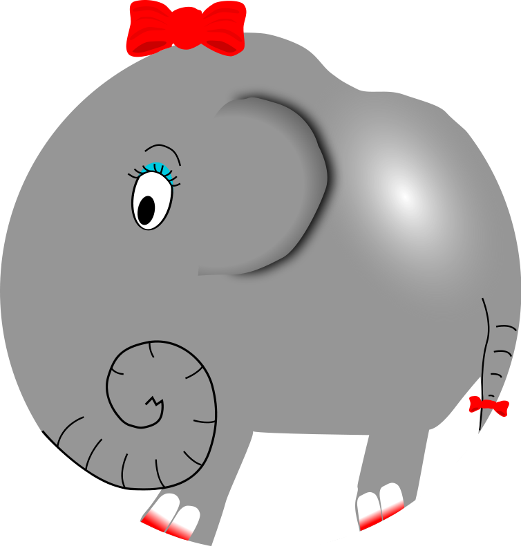 Elephant Girl - Funny Little Cartoon Free Vector / 4Vector