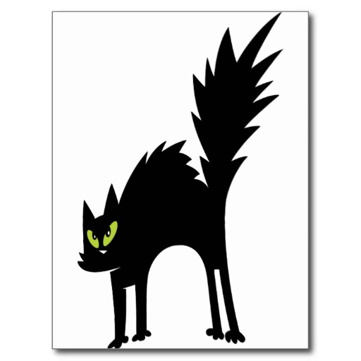 SCARY BLACK CAT CARTOON GREEN EYES LOGO ICON PETS POST CARD | Zazzle
