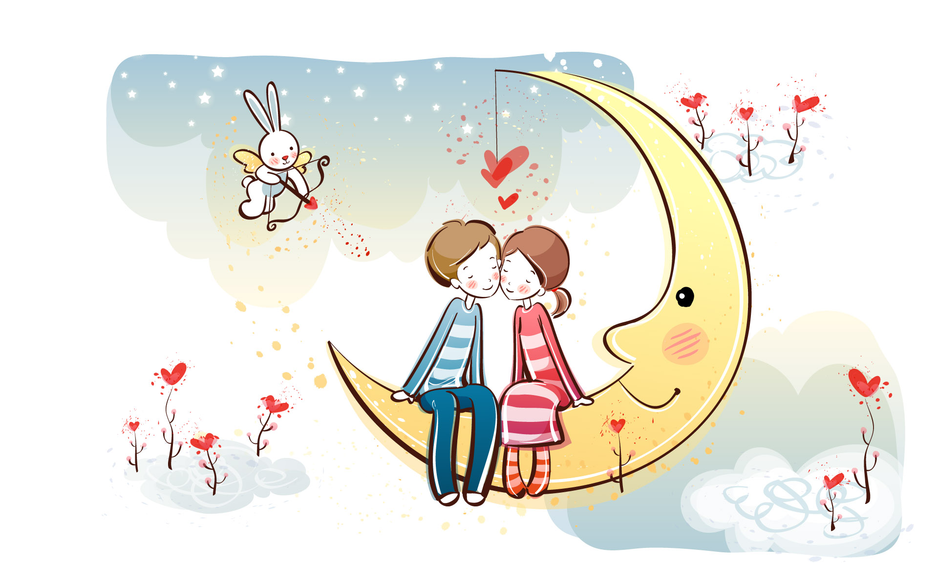 Love Couple Cartoon Wallpaper Download