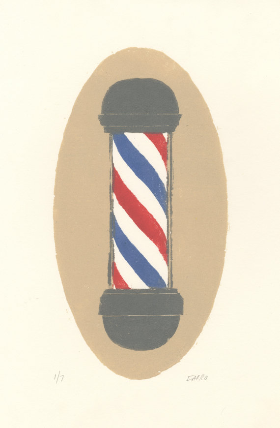 Woodblock Print // Limited Edition // Barber Pole by michellefarro