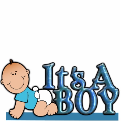 It's A Boy Blue Text w/Baby Cake & Table Topper Standing Photo ...