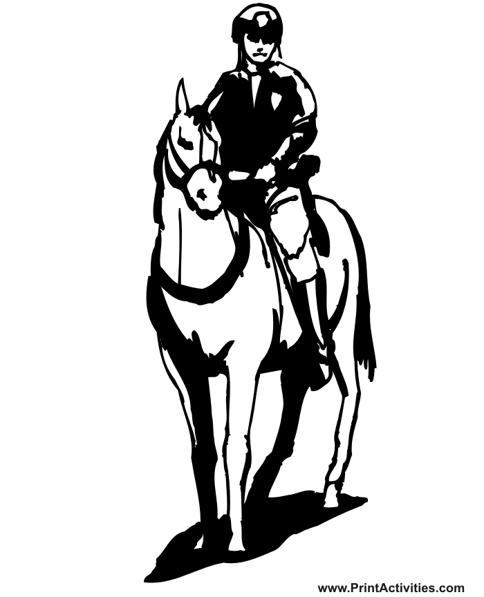 Horse Riding Coloring Page Of A Mounted Police Officer | Mewarnai