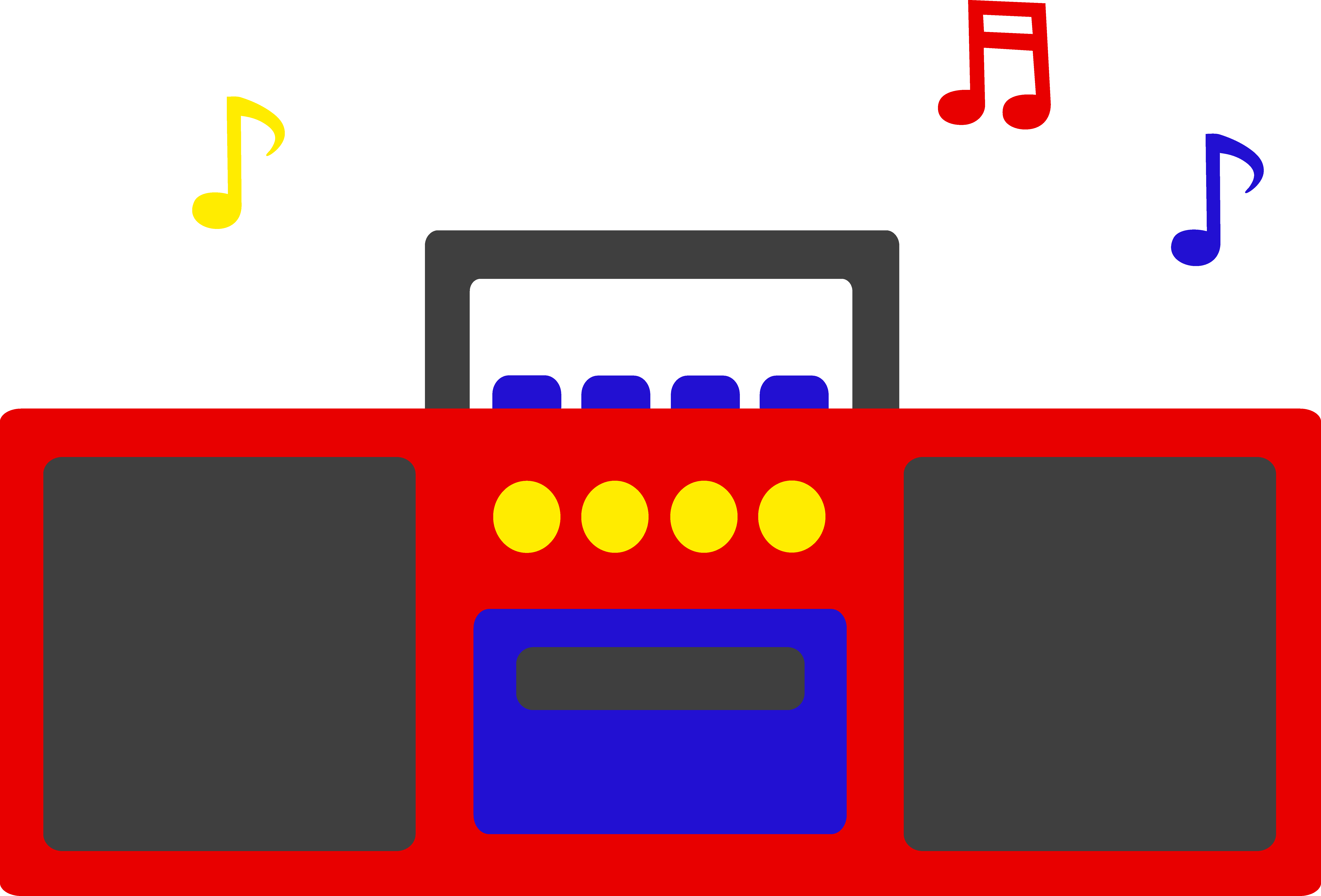 Simple Radio With Musical Notes - Free Clip Art