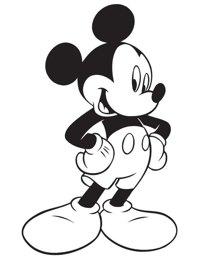 Mickey Mouse Posing For Pictures Coloring Page | HM Coloring Pages