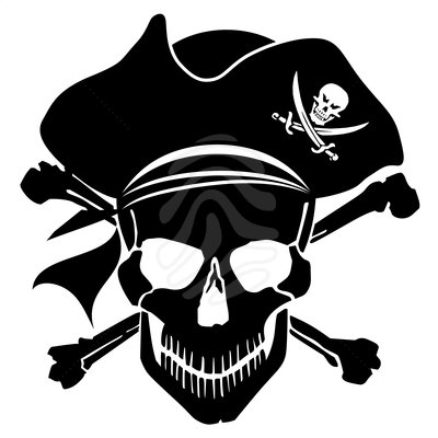 Pirate Skull Captain with Hat and Cross Bones - clipart #