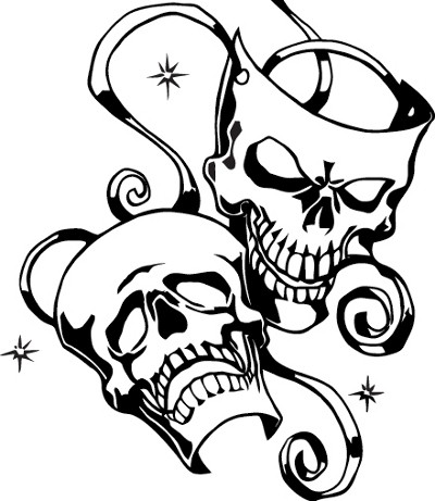 Comedy & Tragedy Mask Skulls Decal