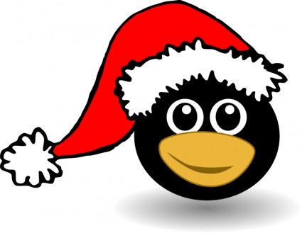 Funny tux face with Santa Claus hat Vector clip art - Free vector ...