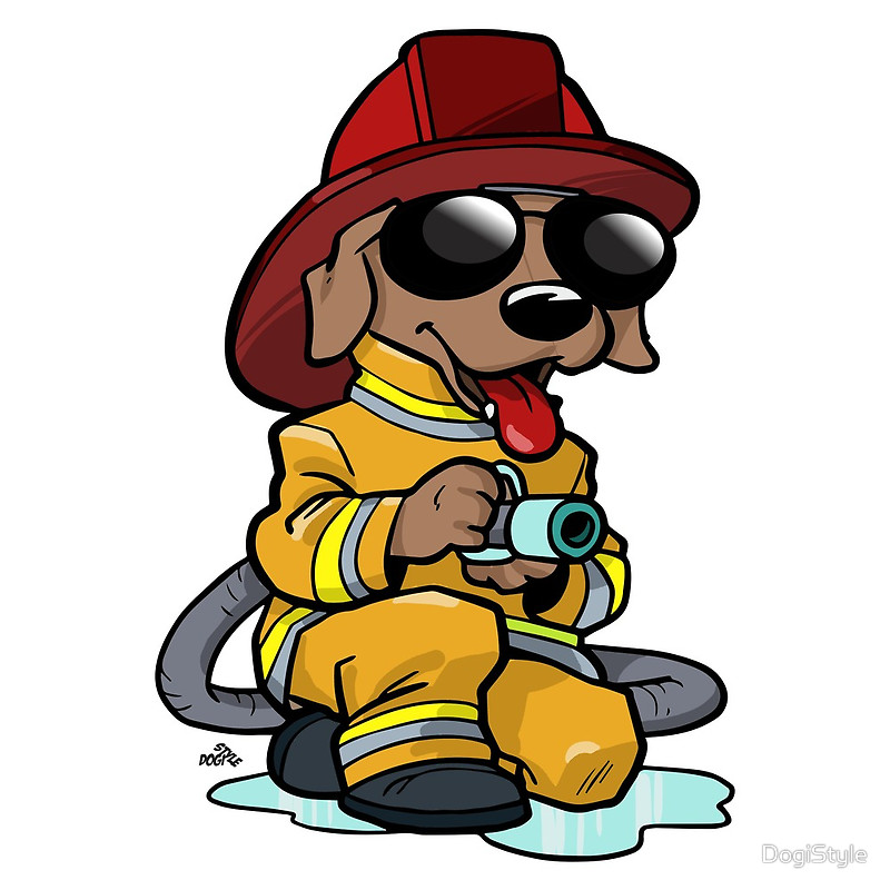 Fire fighter cartoon dog" Throw Pillows by DogiStyle | Redbubble