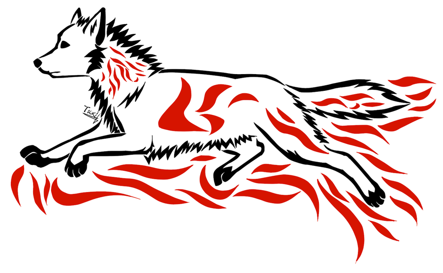 Tribal Howling wolf by Tsukihowl on deviantART