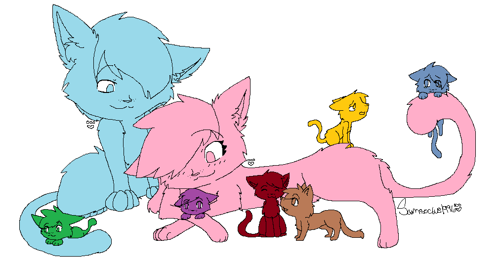 cat_family_lineart_by_ ...