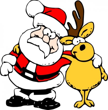 Santa And Reindeer clip art Vector clip art - Free vector for free ...