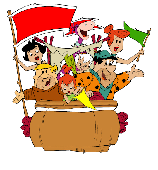 Free Flintstones & Rubbles Families in Car Cartoon Clipart - I ...