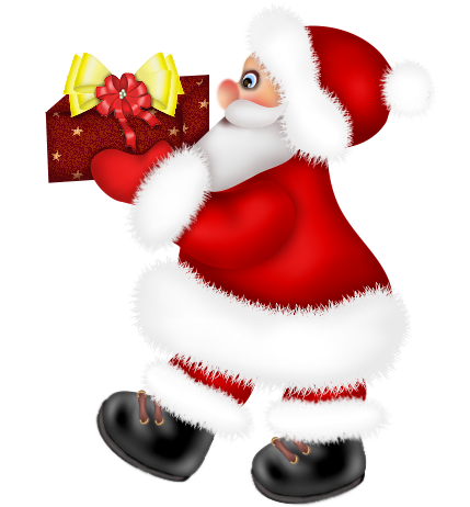 Santa Claus with Red Present PNG Clipart