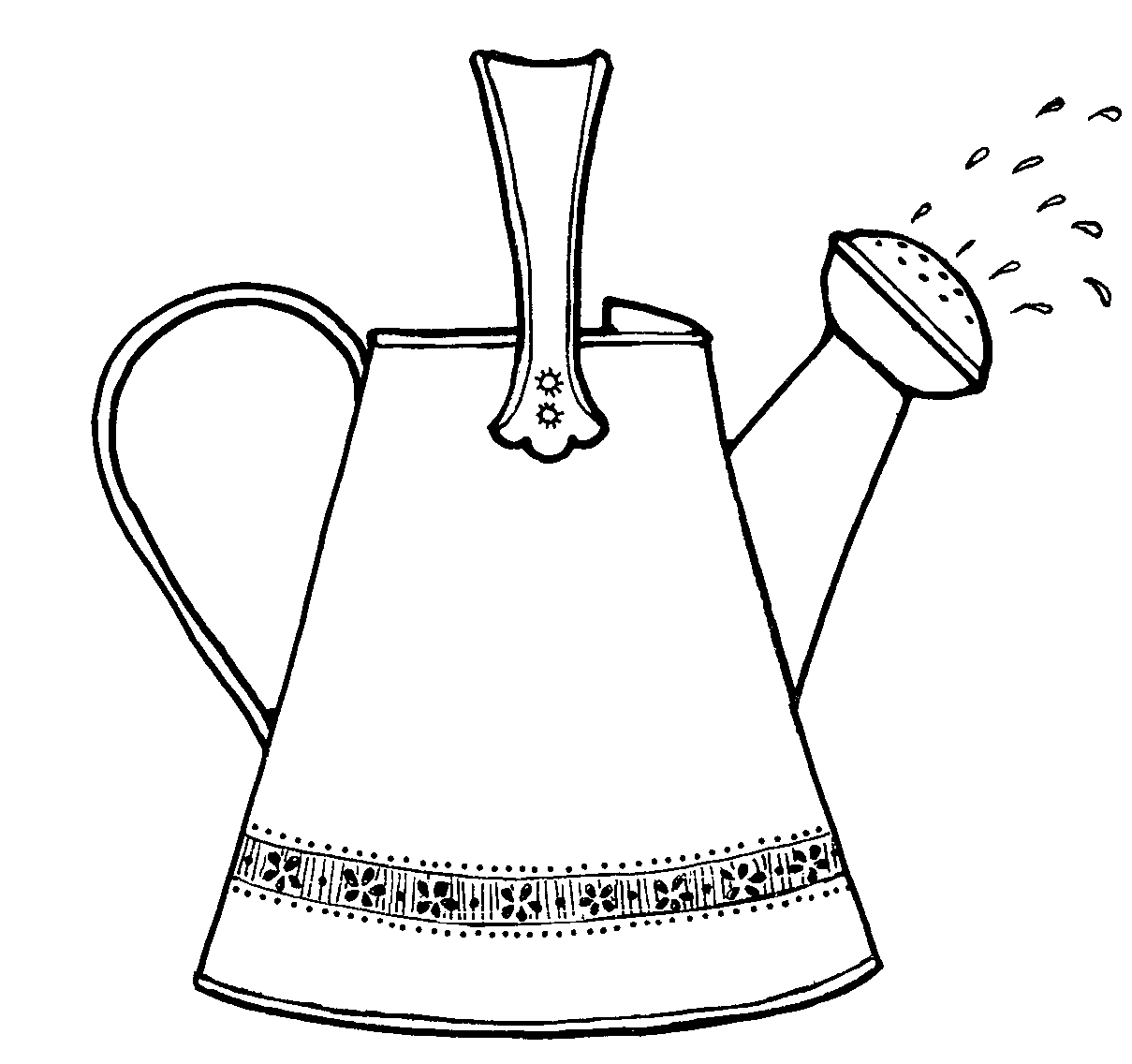 Trends For > Watering Can Clipart Black And White