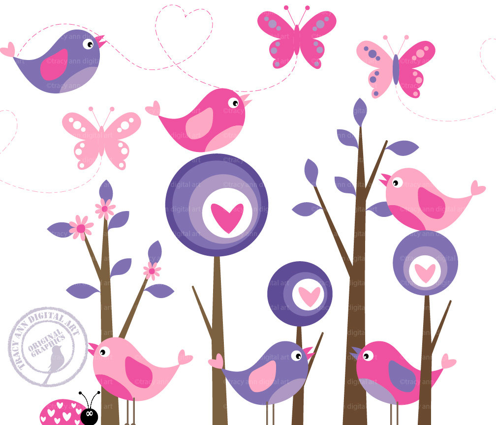 Purple and Pink Mod Forest Clip Art with by TracyAnnDigitalArt