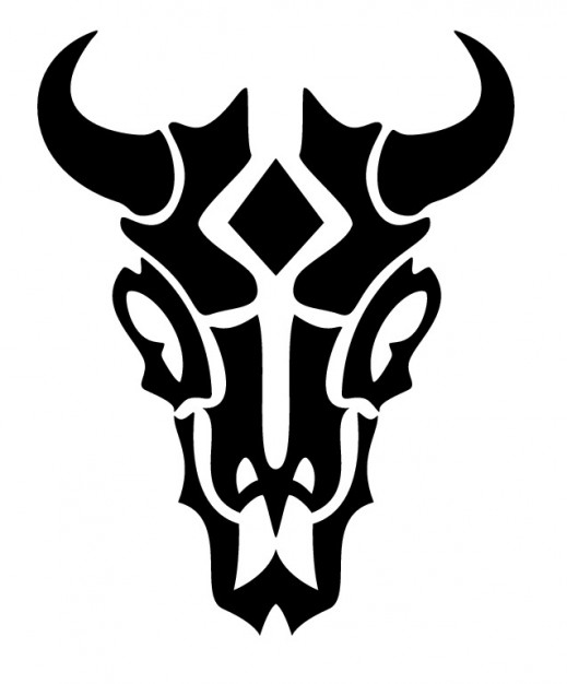 Frontal tribal animal skull with horns Vector | Free Download