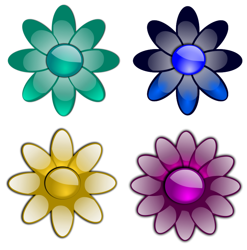Glossy flowers 3 Free Vector / 4Vector