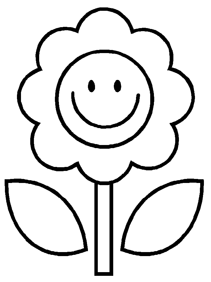 Smile Sun Flower Coloring For Kids - Flower Coloring Pages ...