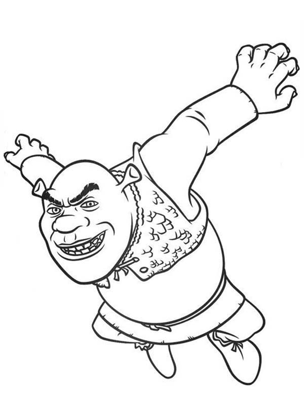 Shrek is Jumping Coloring Page | Color Luna