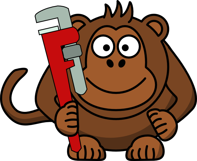 Clipart - Cartoon Monkey with Wrench