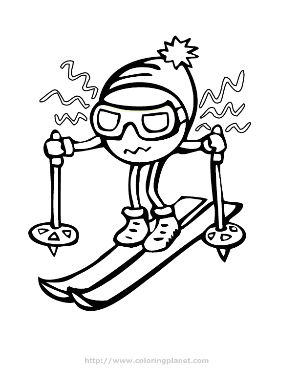 funny skiing character printable coloring in pages for kids ...
